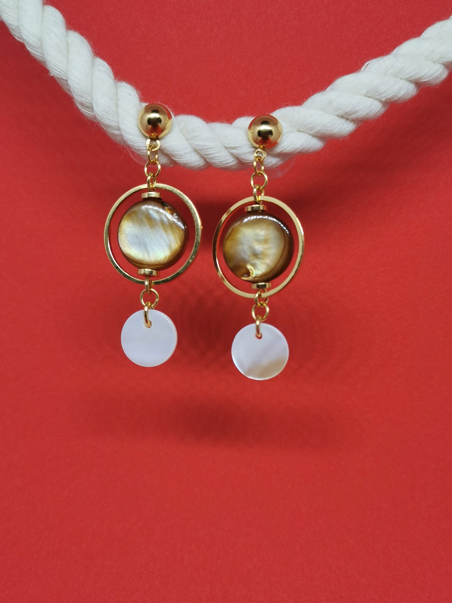 Boucles d'oreilles- L'œil de la Lune (Dzitso la Mwezi)- version brune