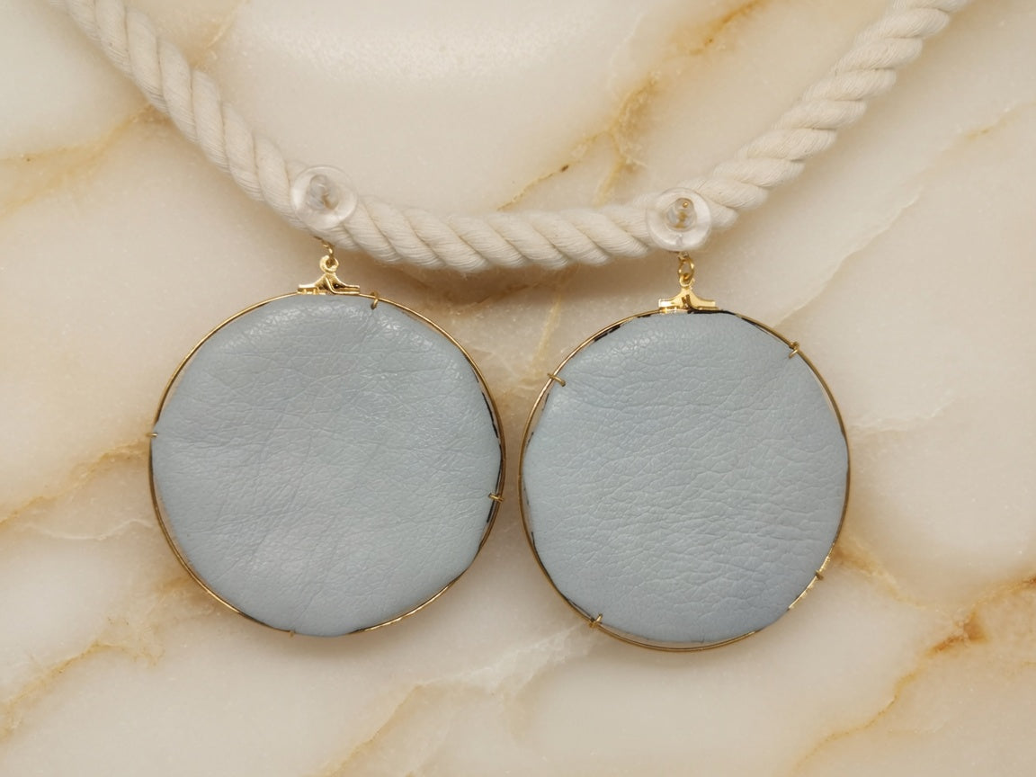 Boucles créole Wax & Leather plaqué Or - Lapislazzuli